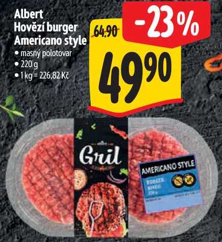Albert Hovězí burger Americano style, 220 g