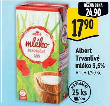 Albert Trvanlivé mléko 3,5%, 1 l