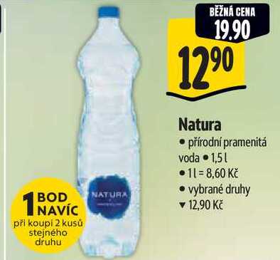Natura přírodní pramenitá voda, 1,5 l