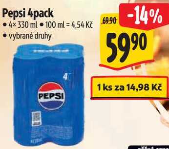 Pepsi 4pack, 4x 330 ml