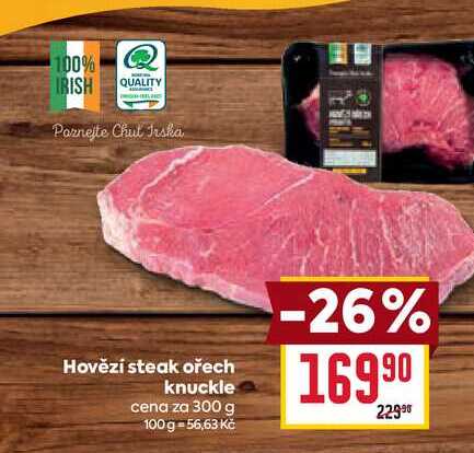 Hovězí steak ořech knuckle cena za 300 g 