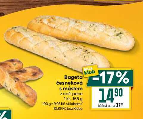 Bageta česneková s máslem z naší pece 1ks, 165 g 