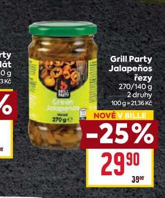Grill Party Jalapeños řezy 270/140 g 