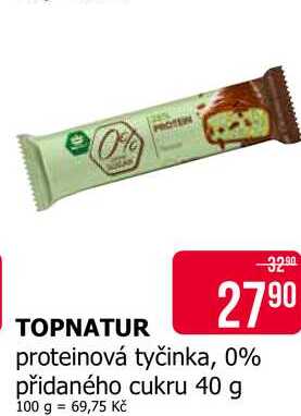TOPNATUR proteinová tyčinka, 0% přidaného cukru 40 g