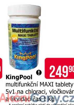 KingPool multifunkční MAXI tablety 5v1 na chloraci, vločkování a likvidaci řas