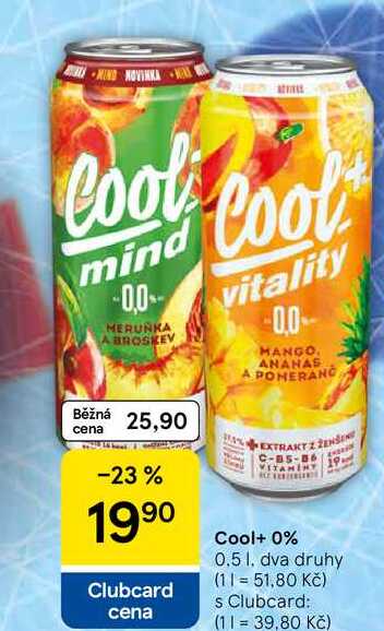 Cool+ 0%, dva druhy, 0.5 l