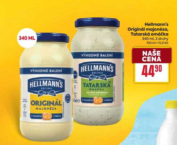 Hellmann's Originál majonéza, Tatarská omáčka 340 ml 