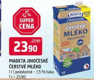 Madeta Jihočeské čerstvé mléko 1l