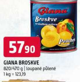 Glana Broskve 820/470 g loupané půlené 