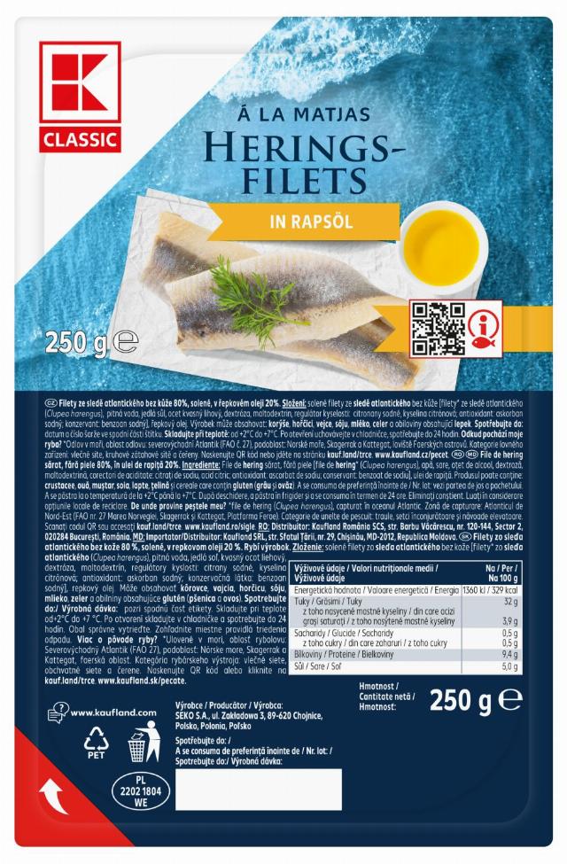 K-Classic Matjesové filety v oleji