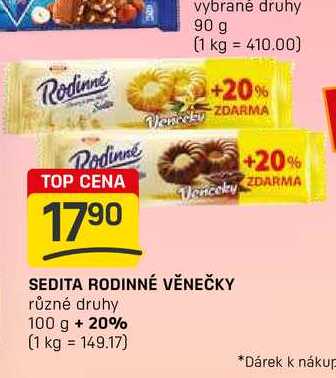 SEDITA RODINNÉ VĚNEČKY různé druhy 100 g 