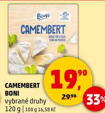 CAMEMBERT BONI vybrané druhy, 120 g  