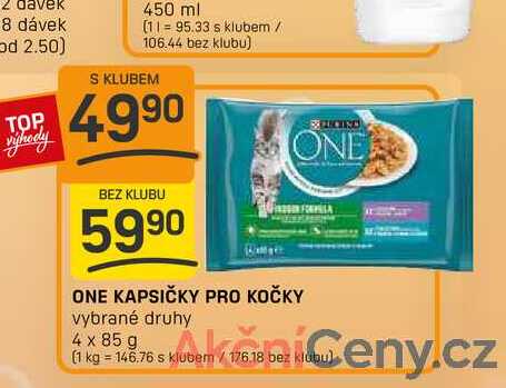 ONE KAPSIČKY PRO KOČKY vybrané druhy 4 x 85 g