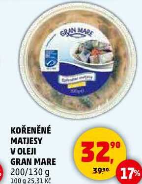 KOŘENĚNÉ MATJESY V OLEJI GRAN MARE, 200/130 g 