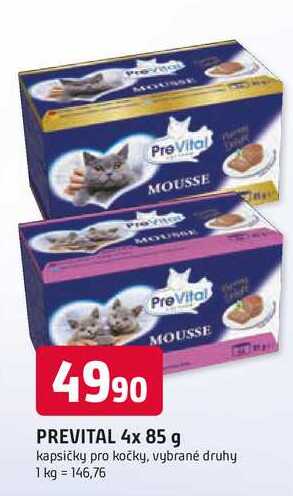PreVital MOUSSE PREVITAL 4x 85 g kapsičky pro kočky, vybrané druhy