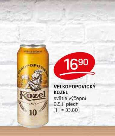 VELKOPOPOVICKÝ KOZEL světlé výčepní 0,5l, plech