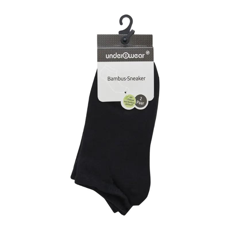 under2wear Ponožky sneaker bambus černé 2 páry vel. 39/42, 2 ks