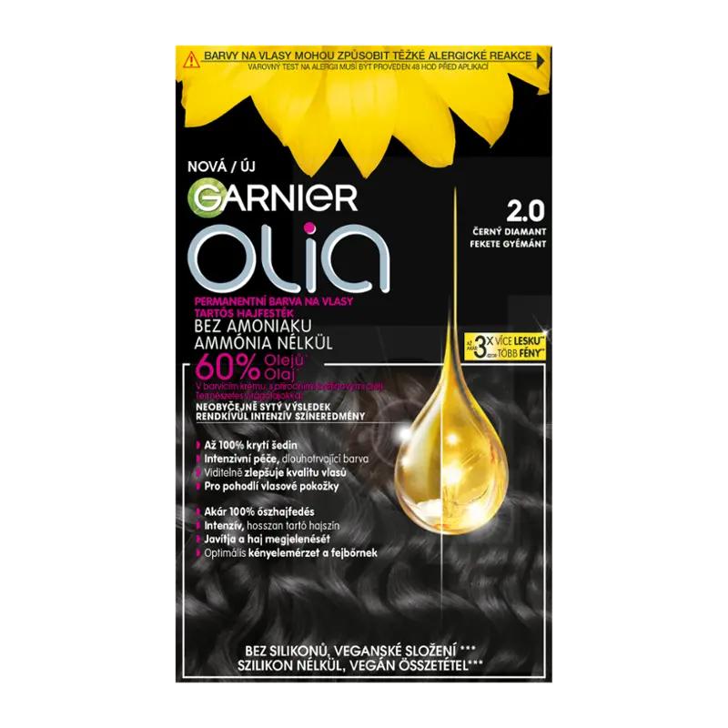 Garnier Permanentní barva na vlasy Olia bez amoniaku 2.0 černý diamant, 1 ks
