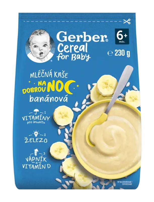 Gerber Cereal mléčná kaše banánová Dobrou noc, 230 g