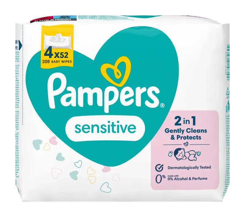 Pampers Dětské čisticí ubrousky Sensitive Baby, 208 ks
