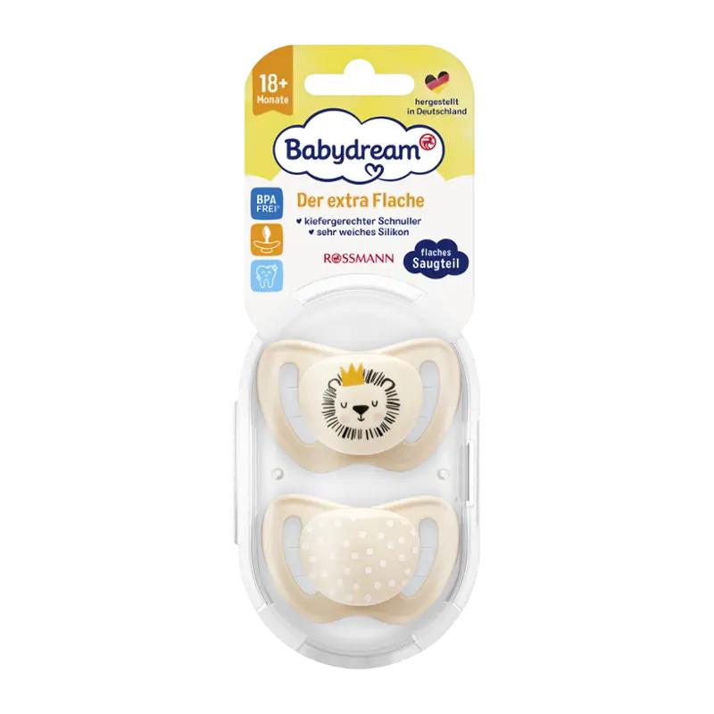Babydream Silikonový dudlík tenký, bez kroužku, různé druhy, 2 ks