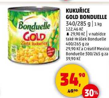 BONDUELLE GOLD KUKUŘICE, 340/285 g 