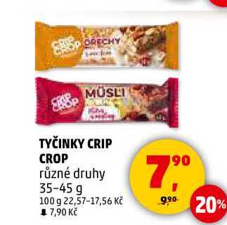 TYČINKY CRIP CROP různé druhy, 35-45 g 