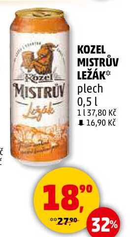 KOZEL MISTRŮV LEŽÁK plech, 0,5 l 