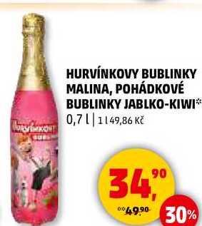HURVÍNKOVY BUBLINKY MALINA, 0,7 l 