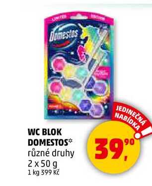 WC BLOK DOMESTOS různé druhy, 2 x 50 g 