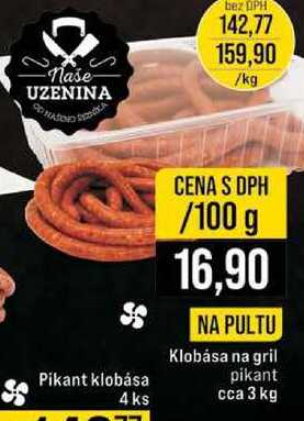 Klobása na gril pikant cca 3 kg 