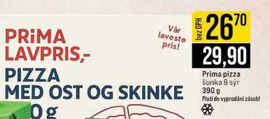 Prima pizza šunka & sýr 390g