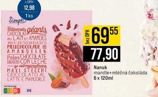Nanuk mandle+mléčná čokoláda 6 x 120ml  