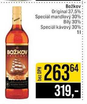 Božkov Original 37.5% Speciál mandlový 30% Bilý 30% Speciál kávový 30 % 1l