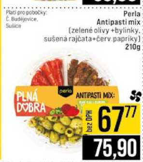 Perla Antipasti mix zelené olivy +bylinky 210g