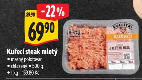   Kuřecí steak mletý 500 g