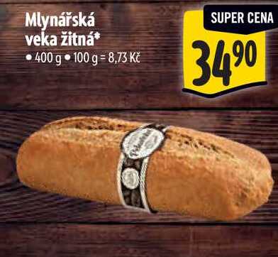 Mlynářská veka žitná  400 g  