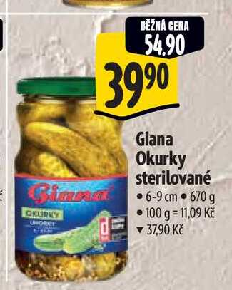  Giana Okurky sterilované  6-9 cm  670 g  