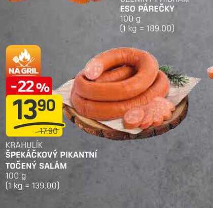 ŠPEKÁČKOVÝ PIKANTNÍ TOČENÝ SALÁM 100 g