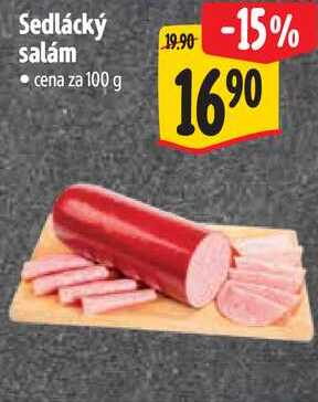 Sedlácký salám, cena za 100 g 