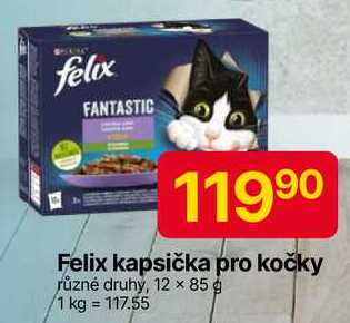 Felix kapsička pro kočky různé druhy, 12 × 85 g 