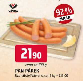 PAN PÁREK 100g