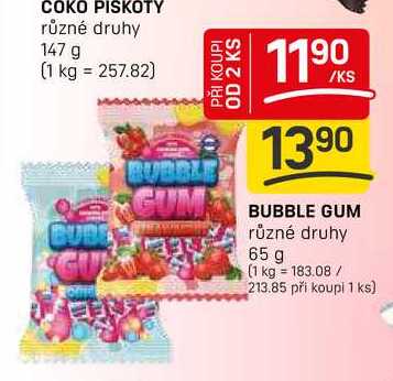 BUBBLE GUM různé druhy 65 g