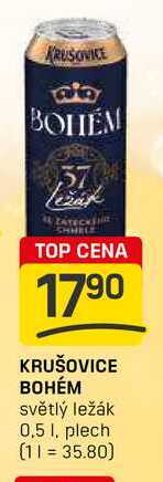KRUŠOVICE BOHÉM světlý ležák 0,5l, plech 
