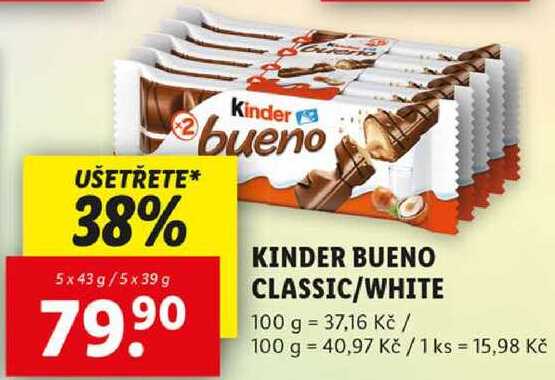 KINDER BUENO CLASSIC/WHITE, 5x 43 g/5x 39 g