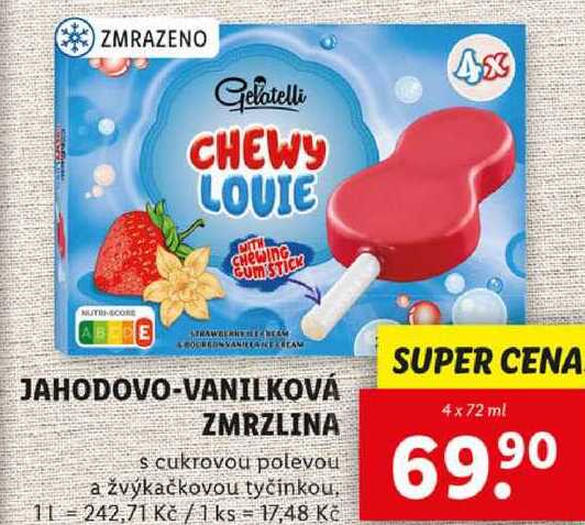 JAHODOVO-VANILKOVÁ ZMRZLINA, 4x 72 ml