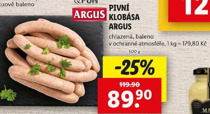 PIVNÍ KLOBÁSA ARGUS, 500 g