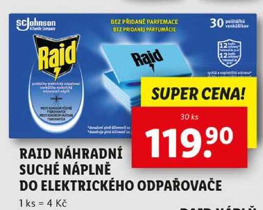 RAID NÁHRADNÍ SUCHÉ NÁPLNĚ DO ELEKTRICKÉHO ODPAŘOVAČE, 30 ks