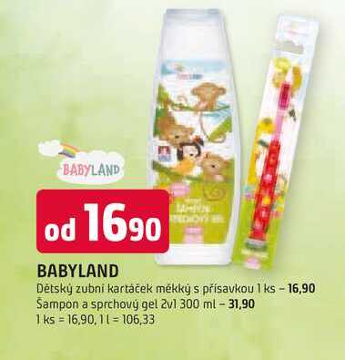 BABYLAND Dětský zubní kartáček měkký s přísavkou 1 ks 