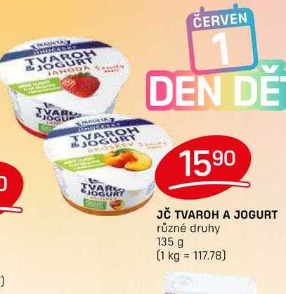 JČ TVAROH A JOGURT různé druhy 135 g